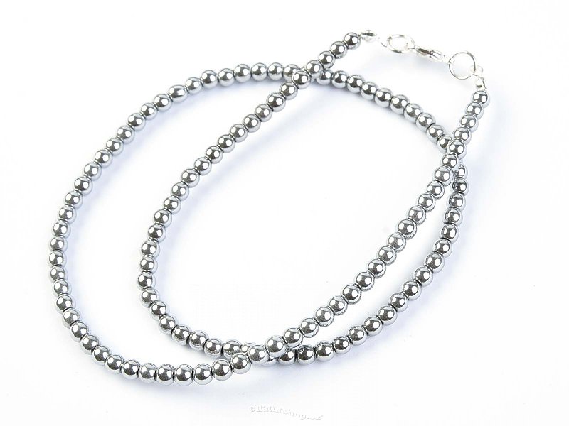 Hematite necklace beads 4 mm plated 45 cm