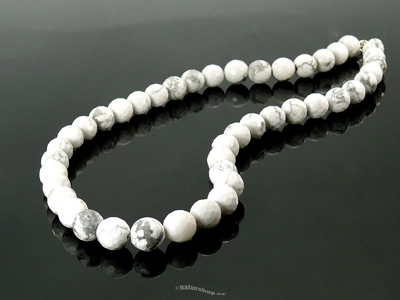 Magnesite necklace beads facet 10 mm 48 cm