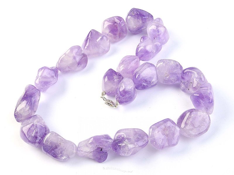 Amethyst necklace large smoothed stones 57 cm