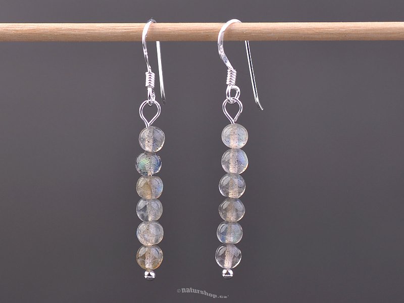 Labradorite earrings mini beads 4 mm