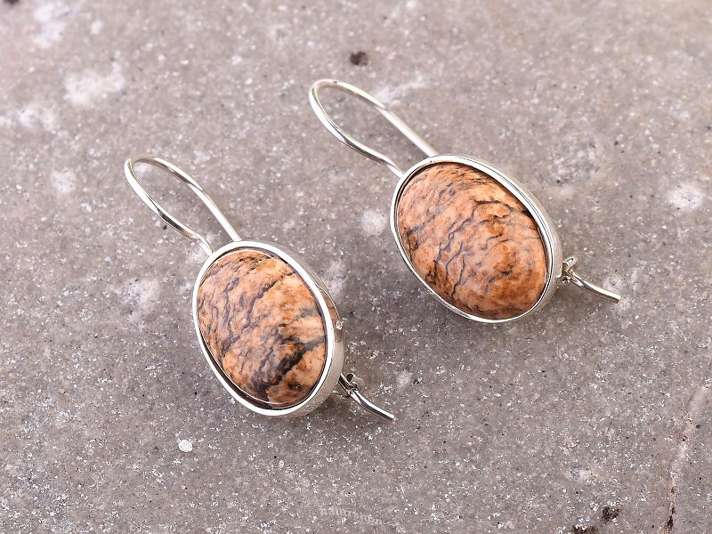 Image jasper earrings with oval flange Ag 925/1000
