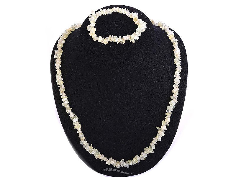 Gift Set of Prehnite jewelry bracelet, necklace 60 cm +