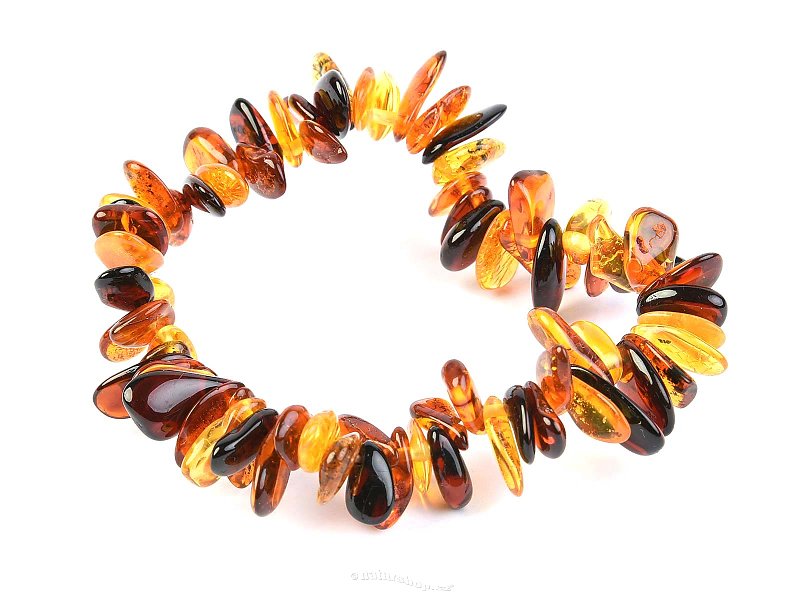 Amber bracelet mix colors flat shapes zigzag