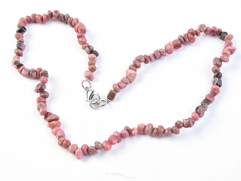 Rodonit necklace pebbles 45 cm