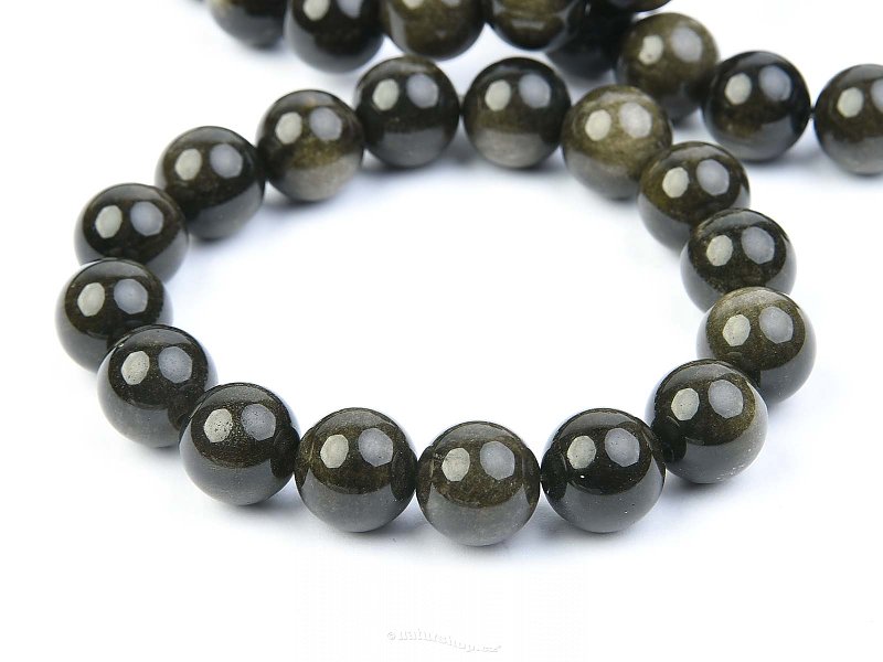 Obsidian silver bracelet beads 12 mm
