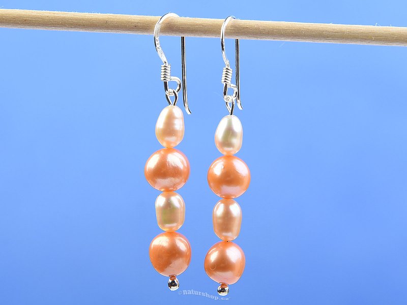 Orange pearl earring hooks Ag