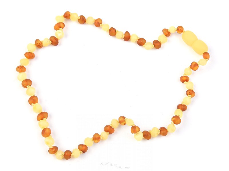 Matt amber necklace pebbles 34 cm (children's size)