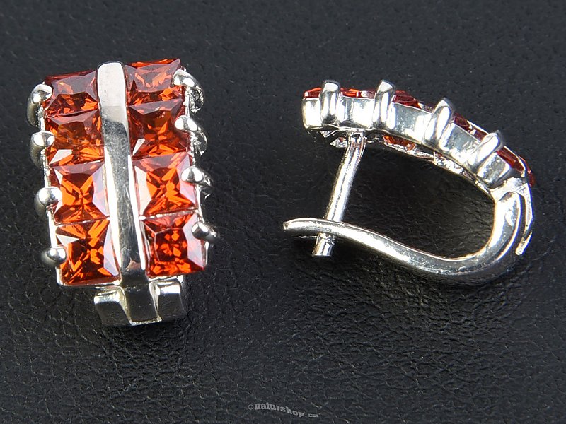 Ladies earrings with red zircon Ag 925/1000