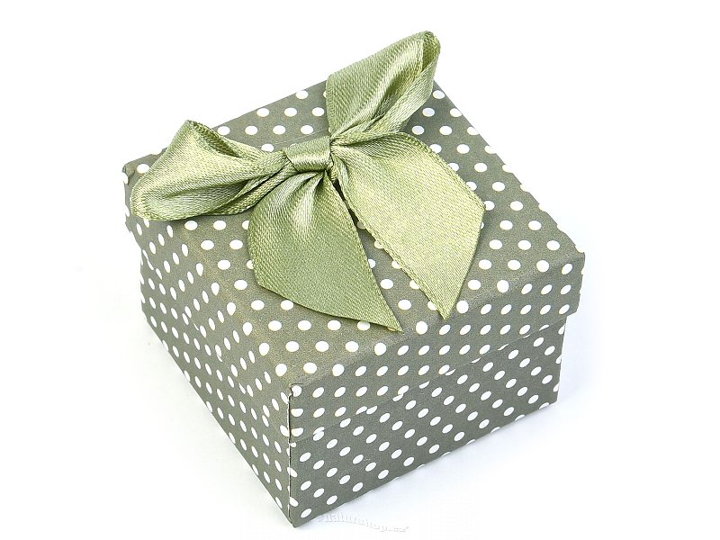 Gift box with green ribbon 5 x 5 cm - on a ring, earrings
