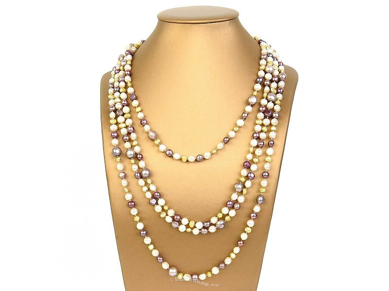 Necklace long pearls mix