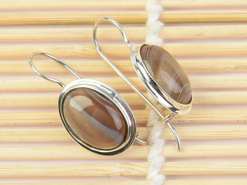 Agate earrings oval in silver Ag 925/1000 3.65g