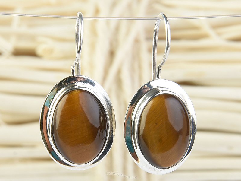 Tiger eye earrings oval Ag 925/1000 5.9g