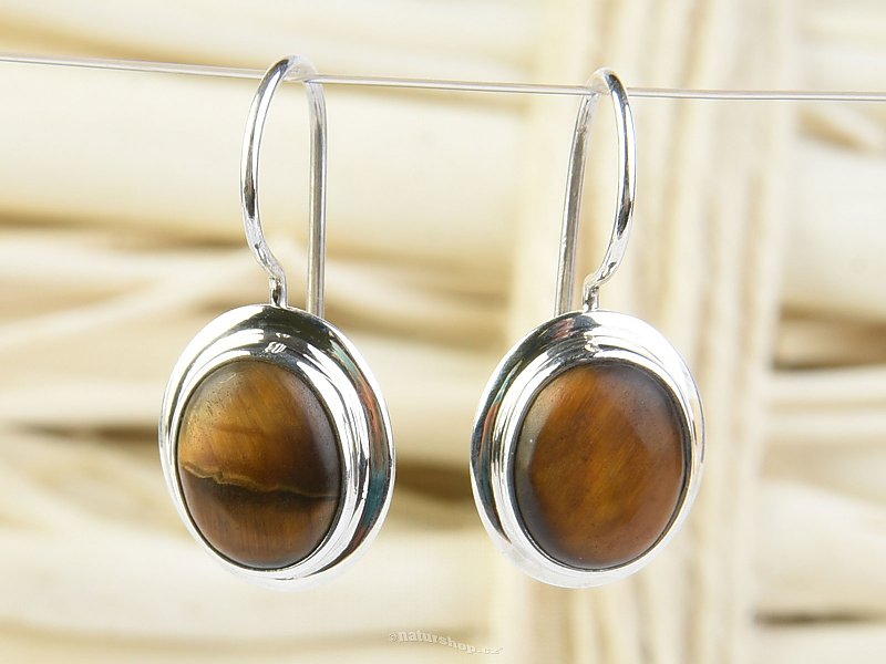 Tiger eye earrings oval Ag 925/1000 3.1g