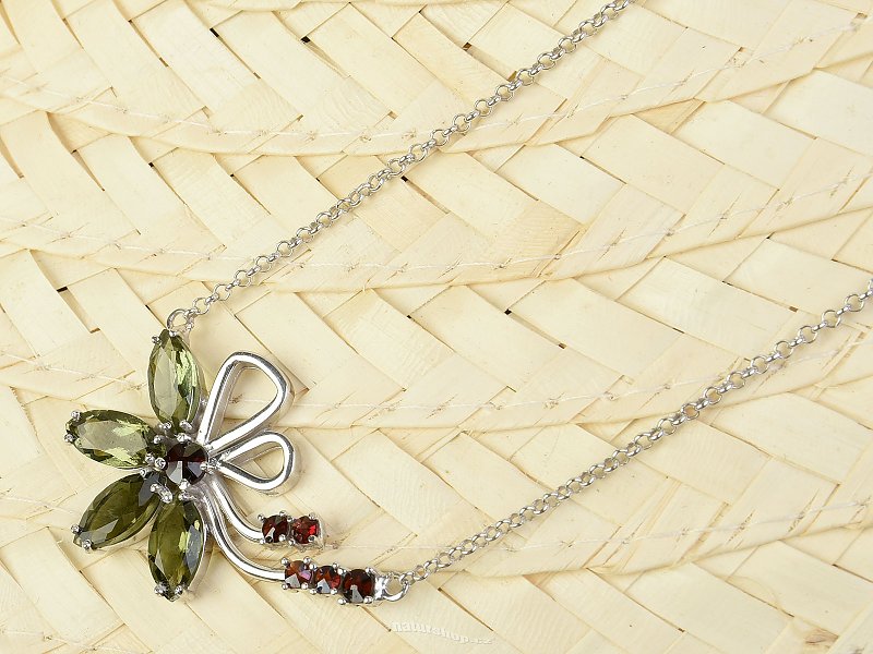 Necklaces & Garnets Necklace Flower Standard Ag 925/1000 6.9g