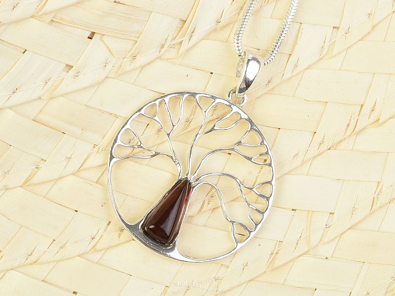 Amber pendant tree life silver Ag 925/1000 2.65g