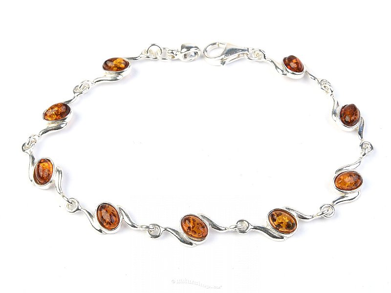 Ladies silver bracelet with amber stones 18cm Ag 925/1000 5.7g