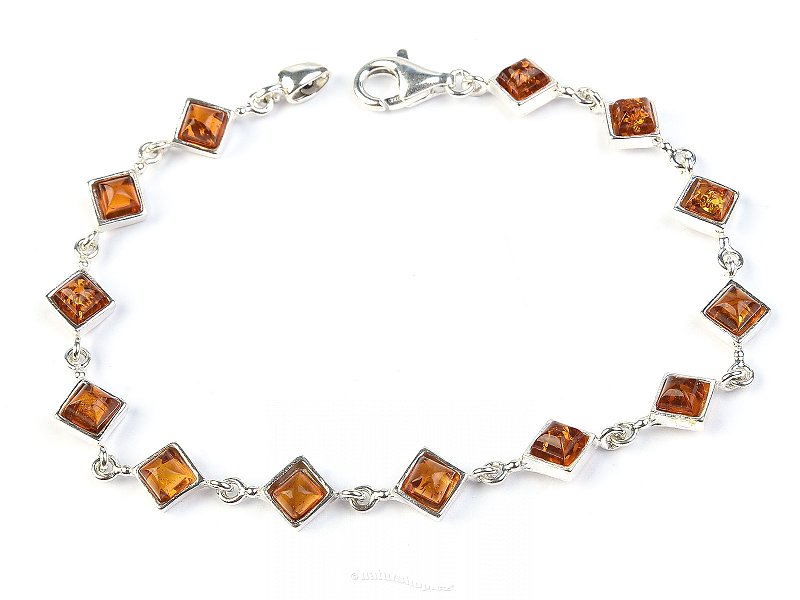 Ladies silver bracelet with amber stones  Ag 925/1000 19cm
