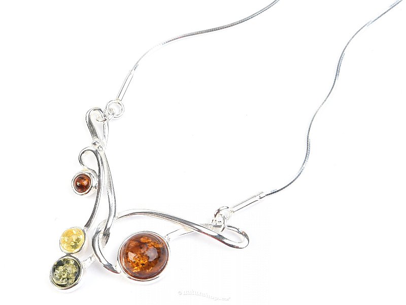 Necklace with amber silver Ag 925/1000 41.5 - 45.5cm 6.1g