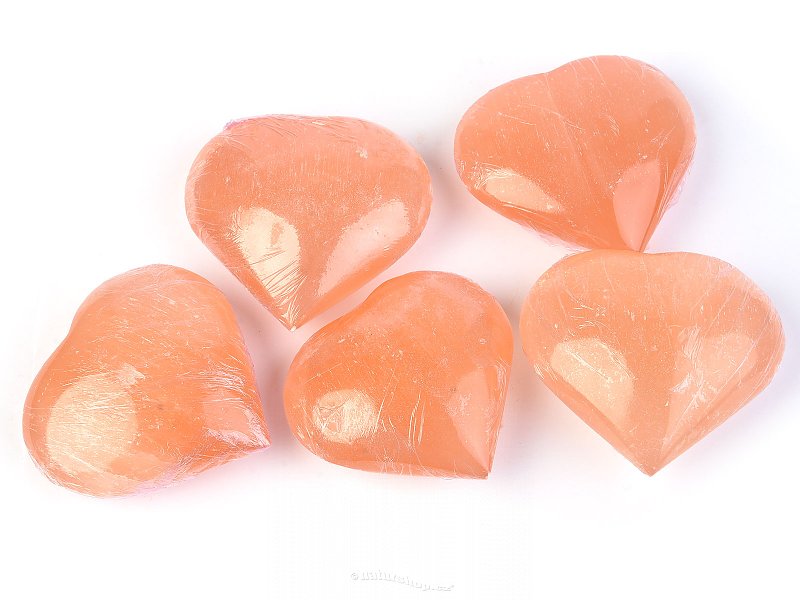 Selenit oranžový srdce 70 - 80mm