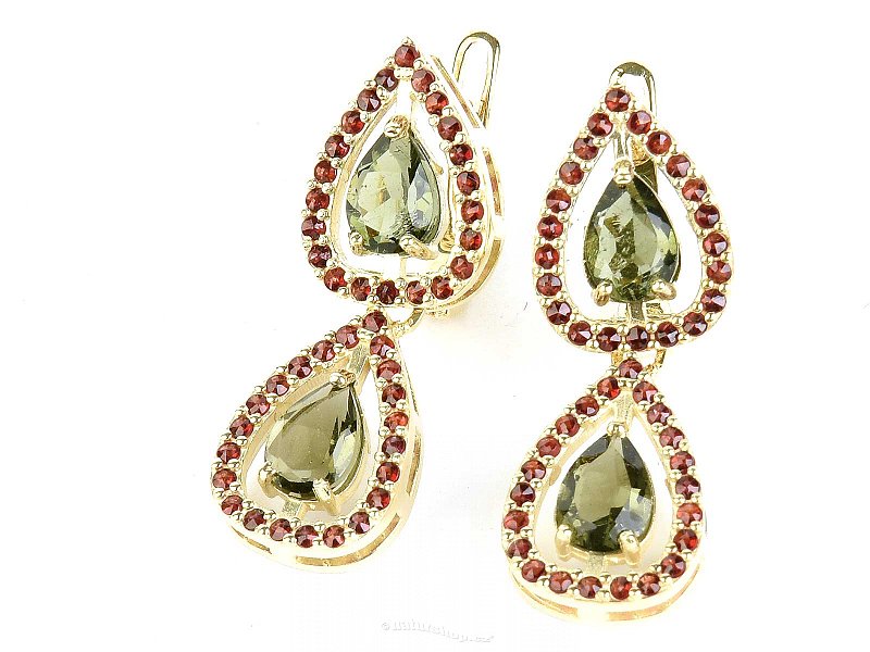 Gold plated earrings and earrings gold two drops standard Au 585/1000 8.82g