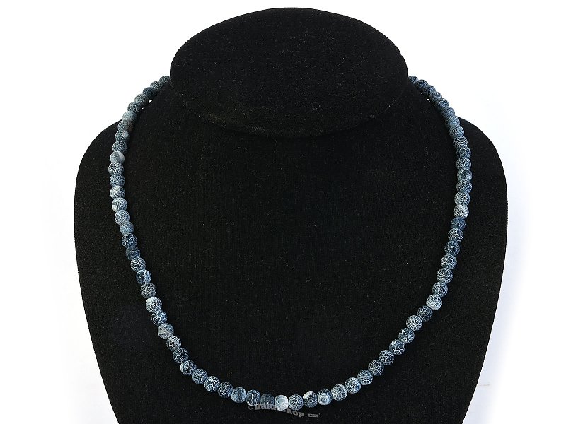Agate blue matte crash effect necklace balls 6mm 50cm