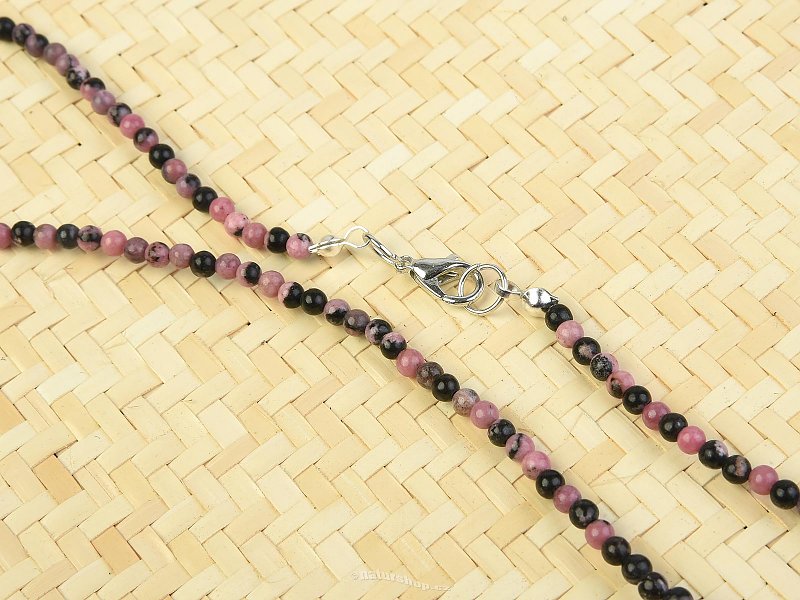 Rodonite necklace balls 3mm 48cm
