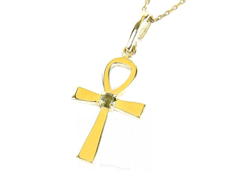 Vltavín nilský kříž zlato přívěsek Au 585/1000 14K 2,03g