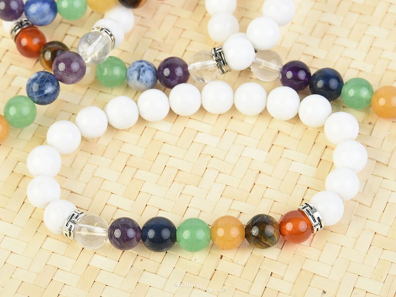 White quartz bracelet and chakra 8mm balls