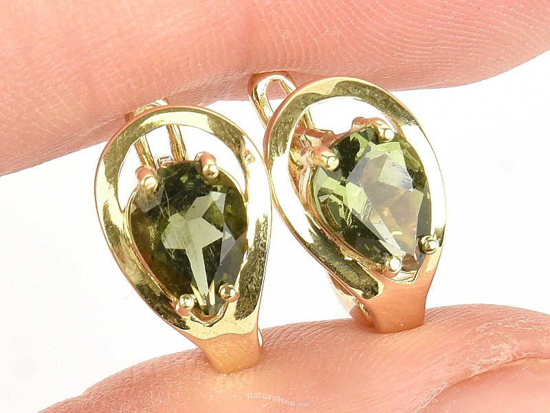 Gold earrings moldavity drop 9 x 7mm standard abrasive Au 585/1000 14K 4.86g
