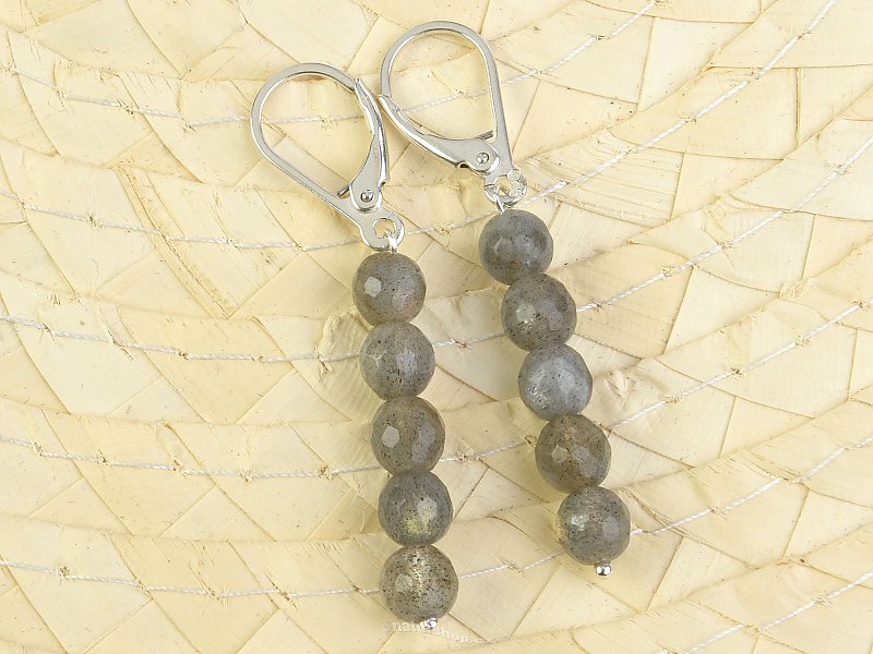Labradorit earrings with 6mm balls Ag hooks
