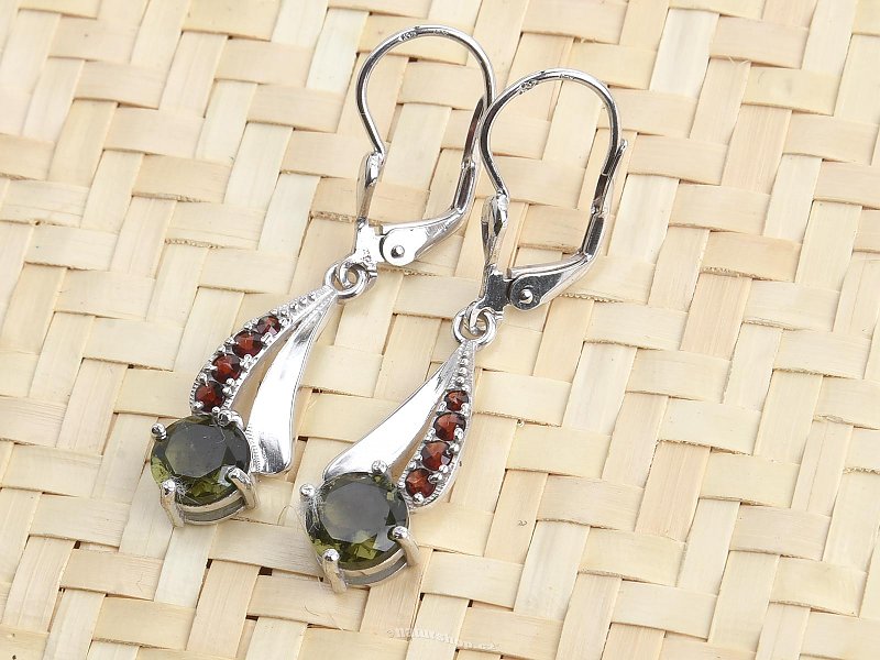 Flower earrings and garnet earrings with Ag 925/1000 + Rh earrings