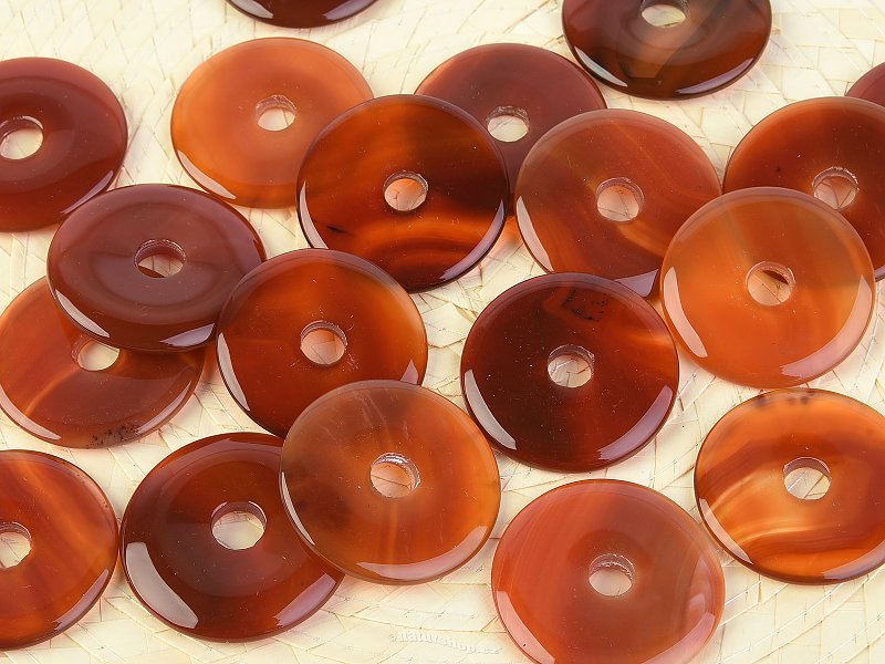 Carnelian donut on the leather 40mm