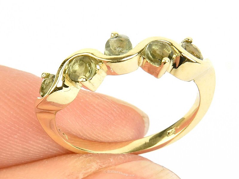 Prsten s vltavíny (vel.52) 14K zlato Au 585/1000 2,93g