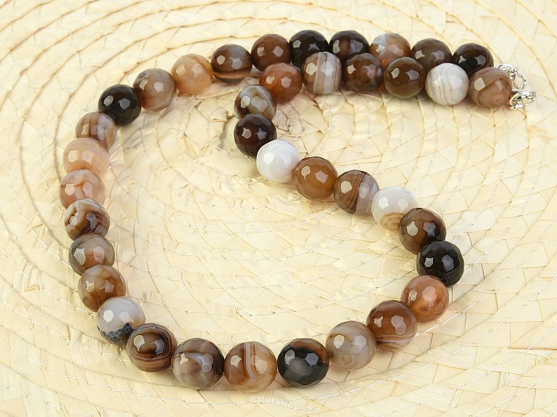 Agate cut necklace with balls 12mm 48cm