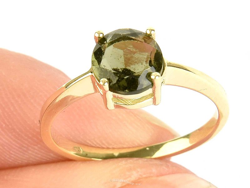 Vltavín prsten kulatý standard brus (vel.53) 14K zlato Au 585/1000 2,25g