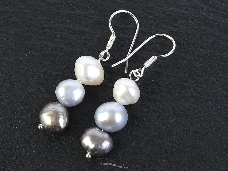 Pearls earrings pencil blue Ag hooks
