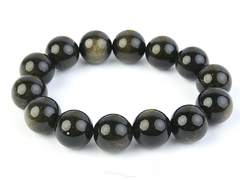 Silver obsidian bracelet 14mm balls