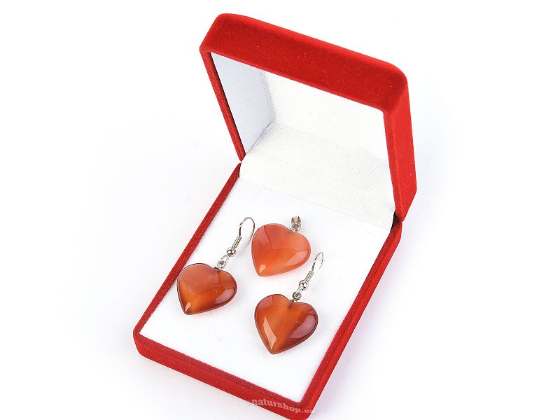 Carnelian heart jewelery gift set