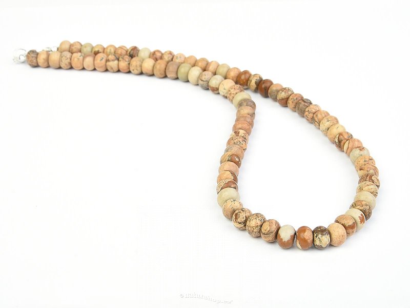 Jaspis obrázkový náhrdelník buttonky 45cm