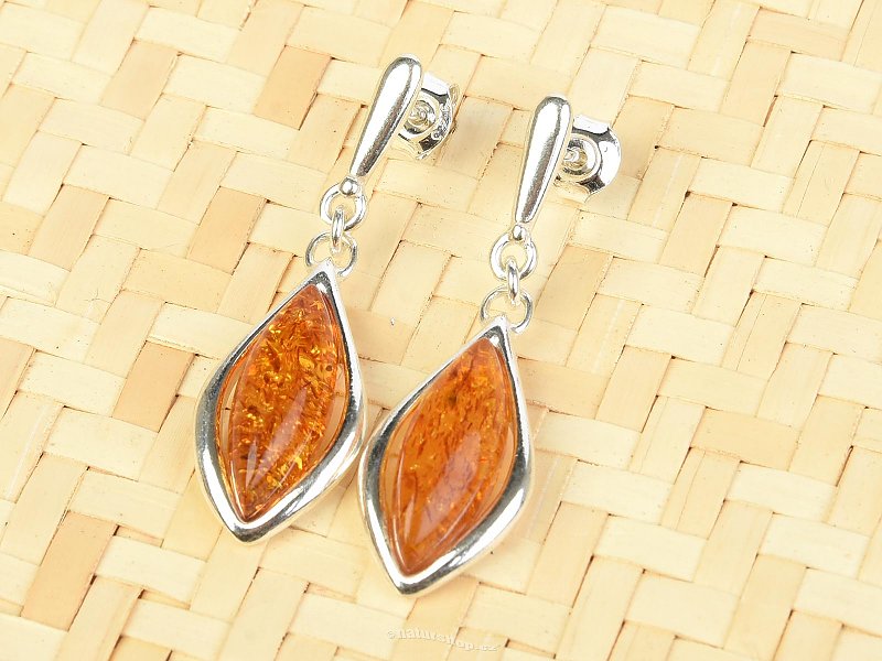 Ag 925/1000 Silver Amber Earrings
