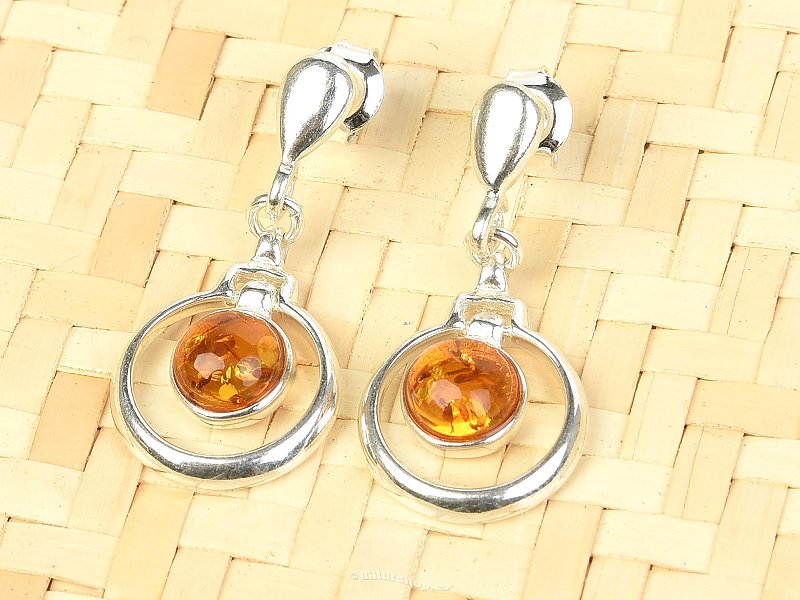 Ag 925/1000 Ball Amber Earrings