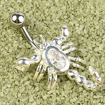 OPNG103 belly ring with white scorpion