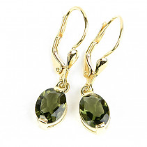 Moldavite earrings oval 8 x 6mm 14K Au 585/1000 2,50g