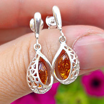 Ag 925/1000 Silver Amber Earrings