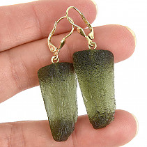Moldavite earrings gold Au 585/1000 14K 9,17g