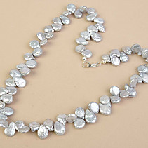 Necklace Keshi pearls larger gray Ag fastening 50cm