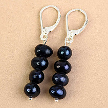 Pearls dark Ag earrings fastening