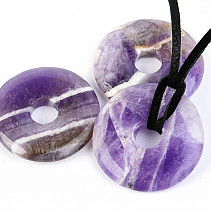 Donut amethyst 30mm on the leather