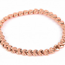 Hematite Plated Heart Bracelet (Pink Metal)