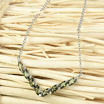 Moldavite Luxury Necklace 47cm standard cut Ag 925/1000 + RH 3.83g